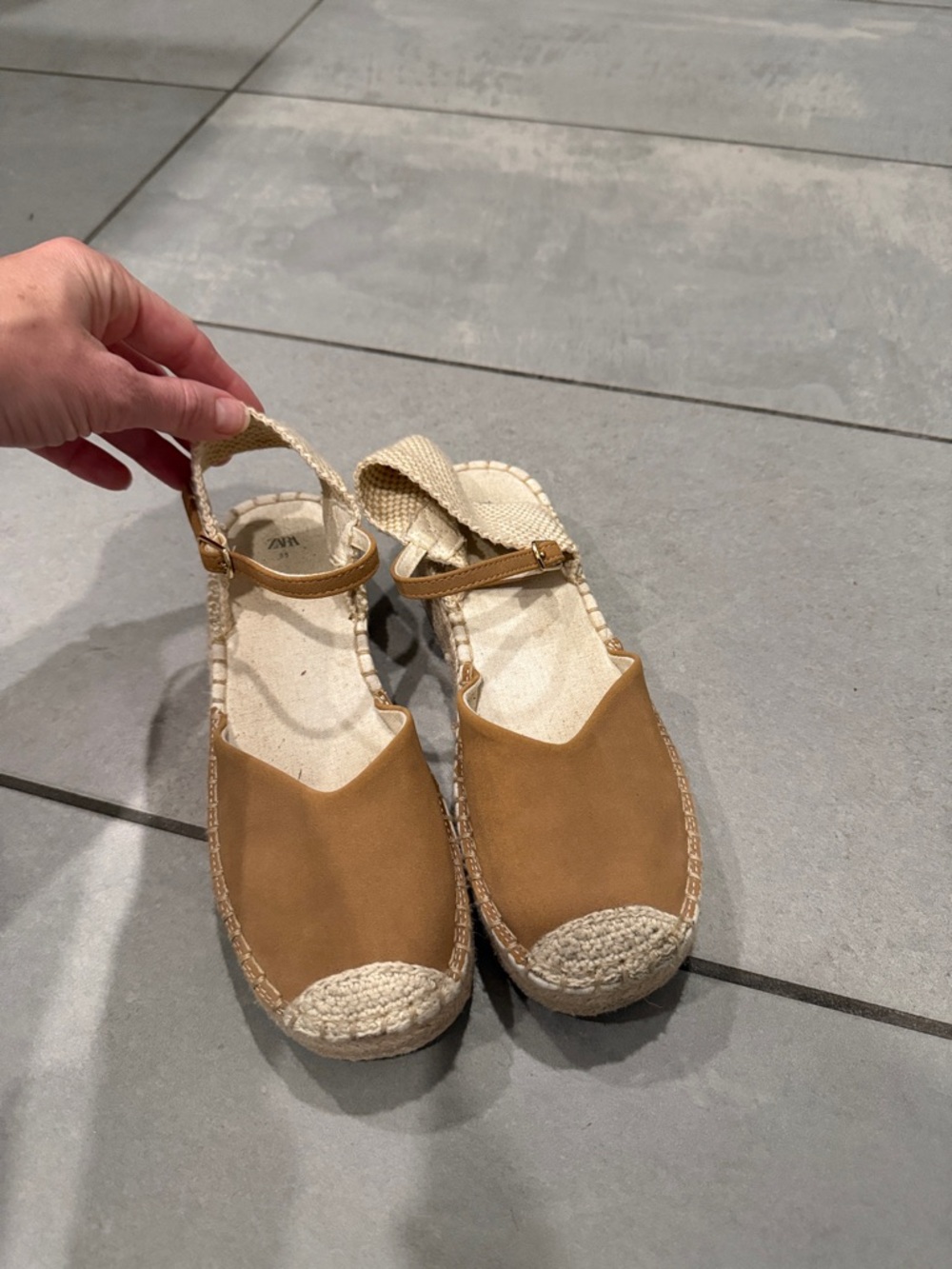 Zara Kids Tan Espadrille Slingback Shoes